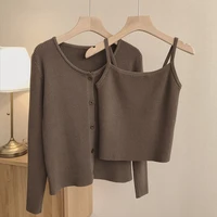 cardigan two piece camisole and knitted cardigan womens 2021 new slim fashion suit spring top cardigan cardigan women