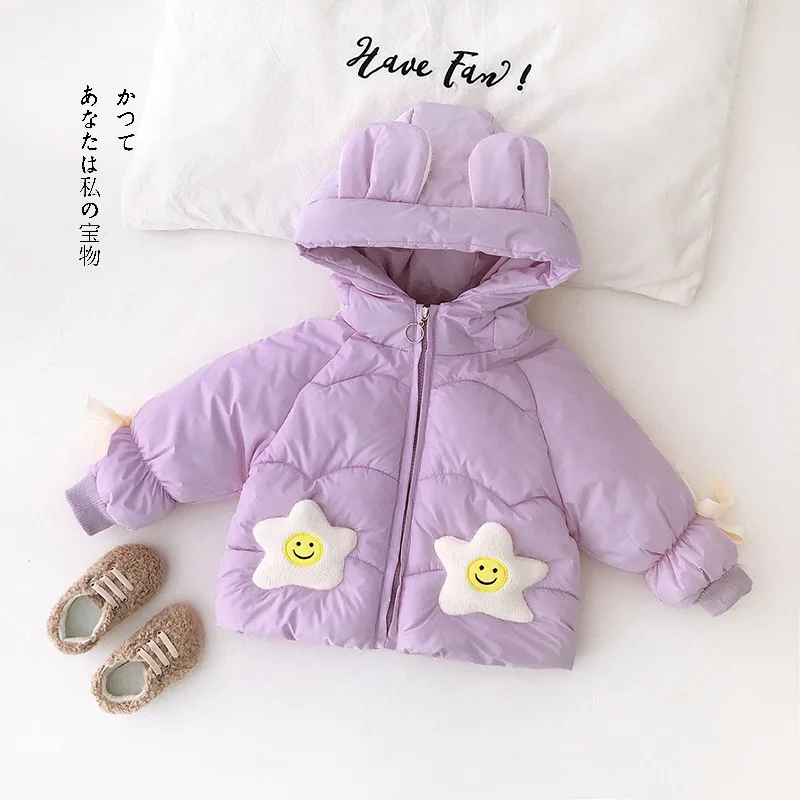 

Winter Newborn Cotton Parkas Hooded Jacket For Baby Girl Warm Thick Casual Snow Wear Coat Lovely Toddler Flowers Kids Outerwear