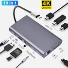 USB Type C Hub Type-C к HDMI 4K VGA адаптер RJ45 Lan Ethernet TF USB-C 3,0 Type C 3,5 мм разъем аудио видео для MacBook Pro OTG