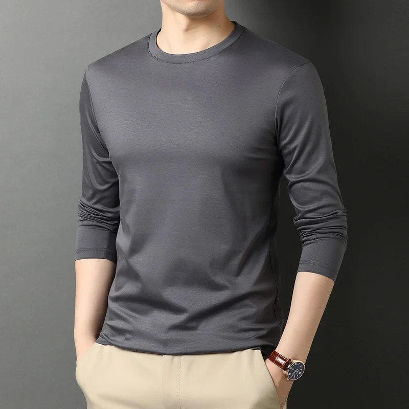

2021 NEW spring and autumn tops tees men round neck long-sleeved t shirt jke617