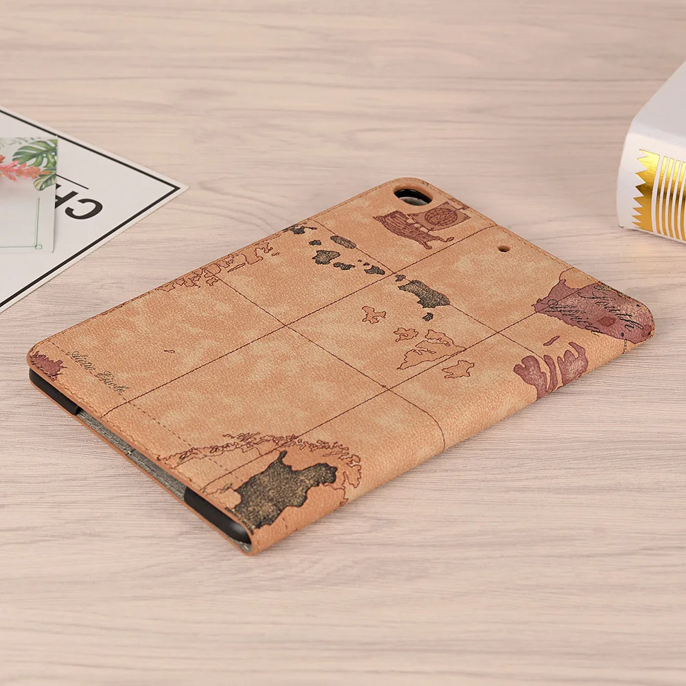 Мультяшный флип-чехол для iPad mini 2 3 чехол с принтом карты из искусственной кожи