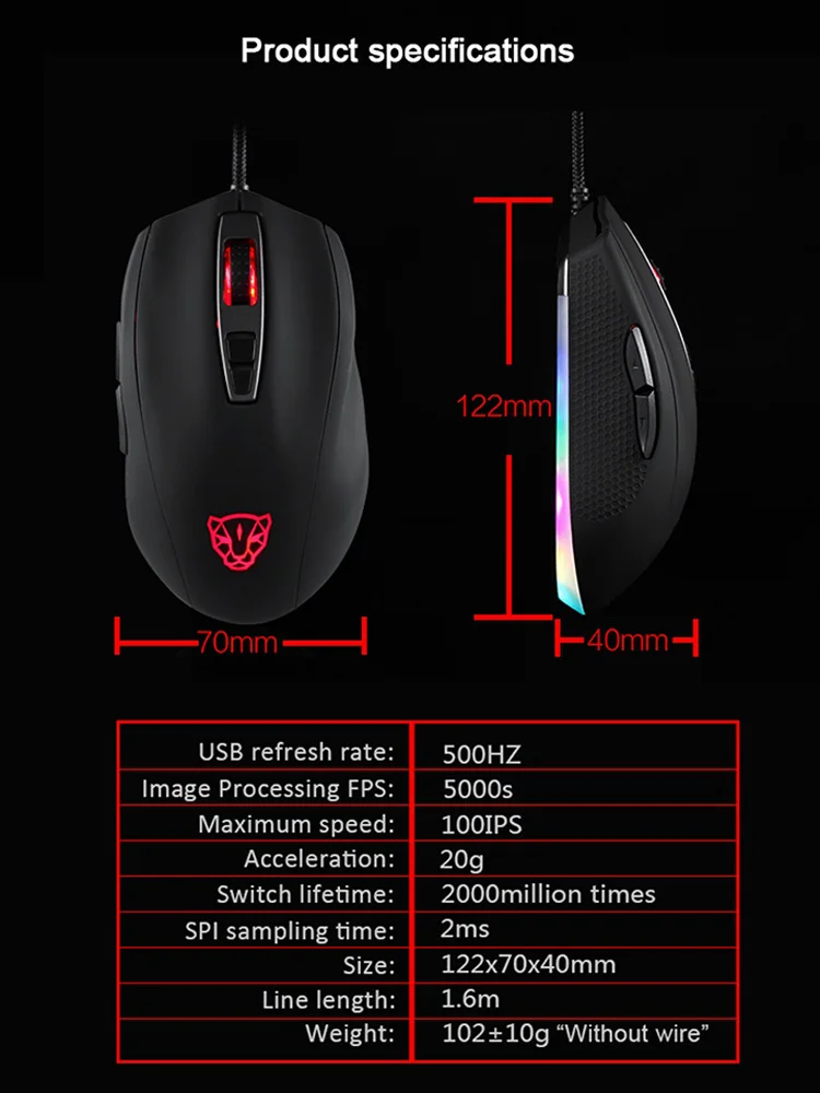 motospeed v60 usb wired gaming mouse mice 7 button 5000dpi dpi optical sensor mause rgb back light for laptop pc matte rexture free global shipping