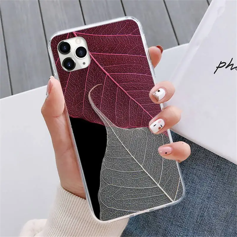 

Transparent leaf blue art Phone Case For iphone 12 5 5s 5c se 6 6s 7 8 plus x xs xr 11 pro max mini