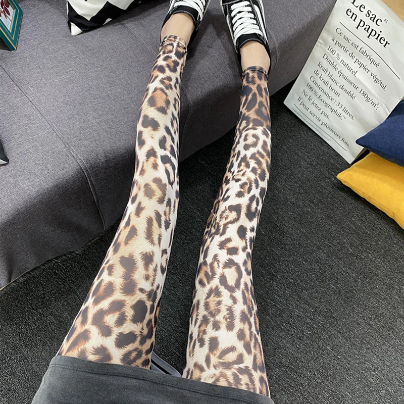 

Summer Leopard Print Women's Fine Mesh Wild Leggings Breathable Sun-Protected Tight Thin Sexy Grenadine High Elasticity Pants