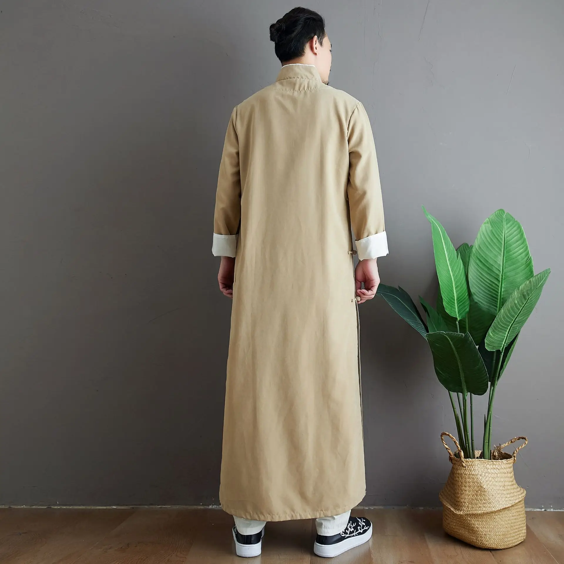 

Wudang Taoist Monk Kung fu Suit Wudang Taoism Shaolin Buddhism Kungfu Martial Arts Uniform Long Stand Collar Robe Solid Color
