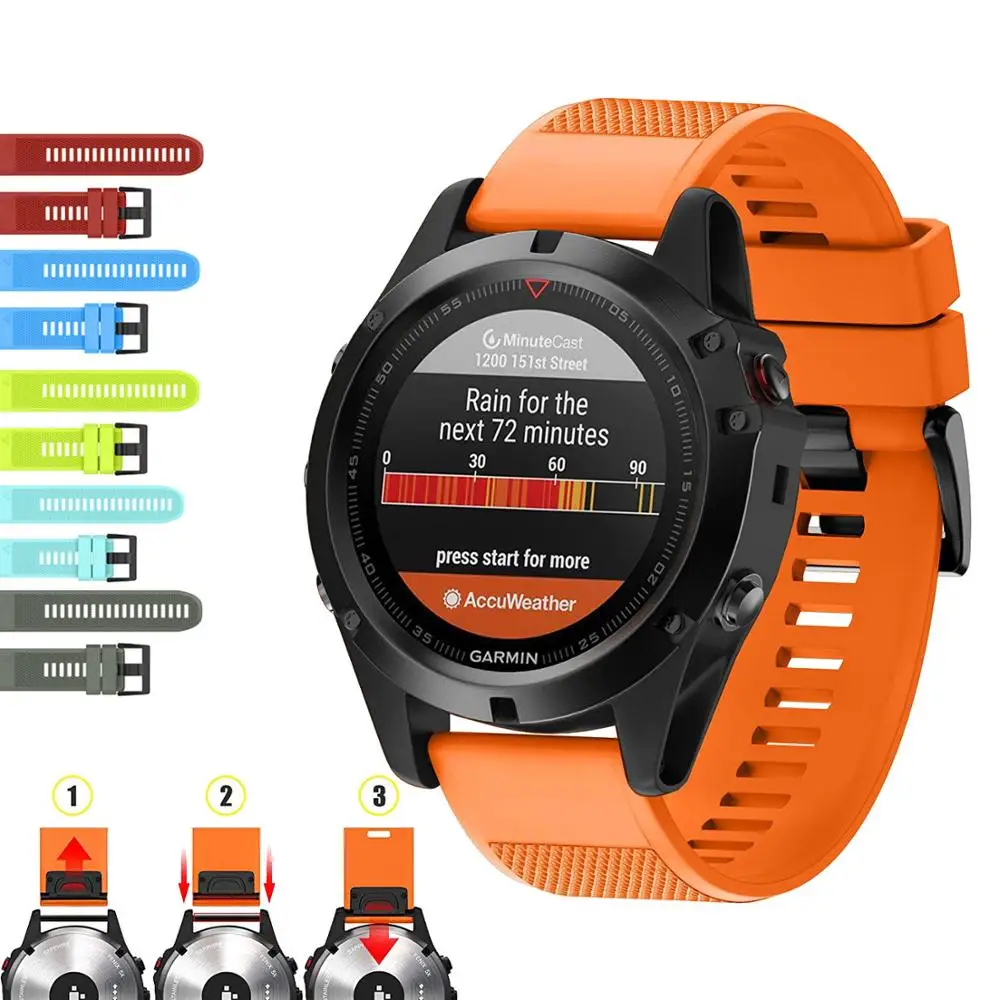 26 22 20 мм ремешок для часов Garmin Fenix 5X 5 5S Plus 3 3HR D2 S60 часы Quick Release силиконовый Easyfit |