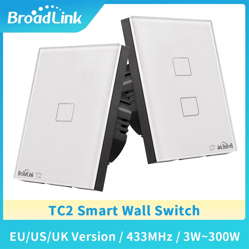 

Настенный светильник ель Broadlink TC2, Wi-Fi, для США, Великобритании, ЕС, 1, 2, 3 клавиши, 433 МГц, беспроводное управление через RM Pro + RM4 Pro для умного дом...