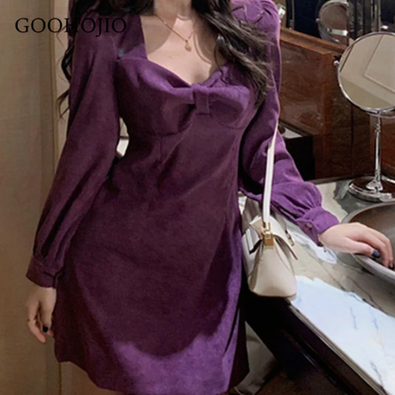 

GOOHOJIO 2021 New Spring and Autumn Fashionable Dress Women Temperament Chic Dresses for Women Puff Sleeve Draw Back Women Dress