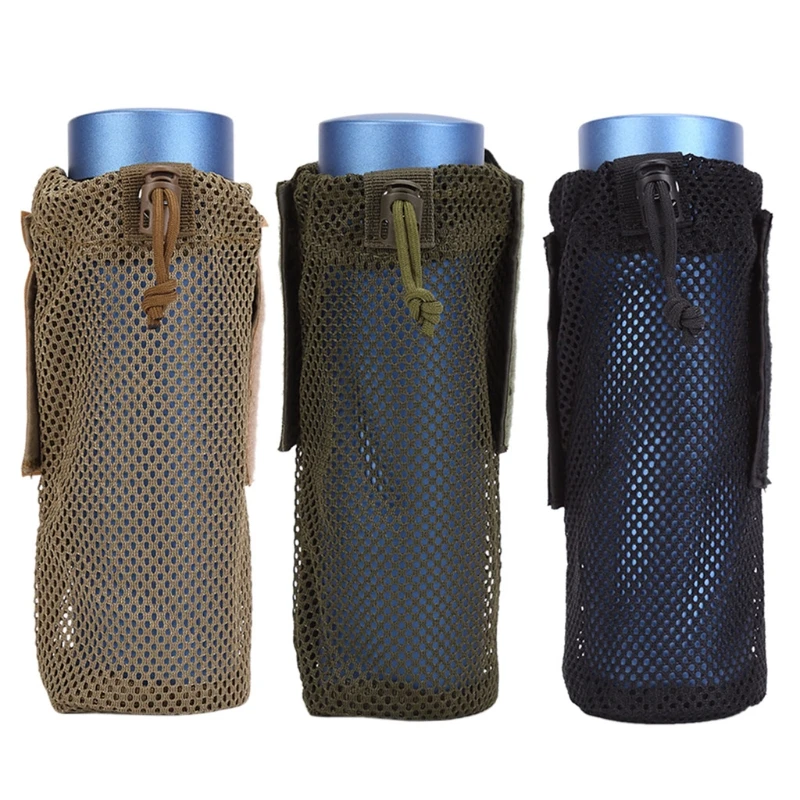 Light weight Mesh Molle Outdoor Water Bottle Bag Camping Cycling Hiking Foldable Belt Holder Kettle Pouch Foldable Drop Shipping
