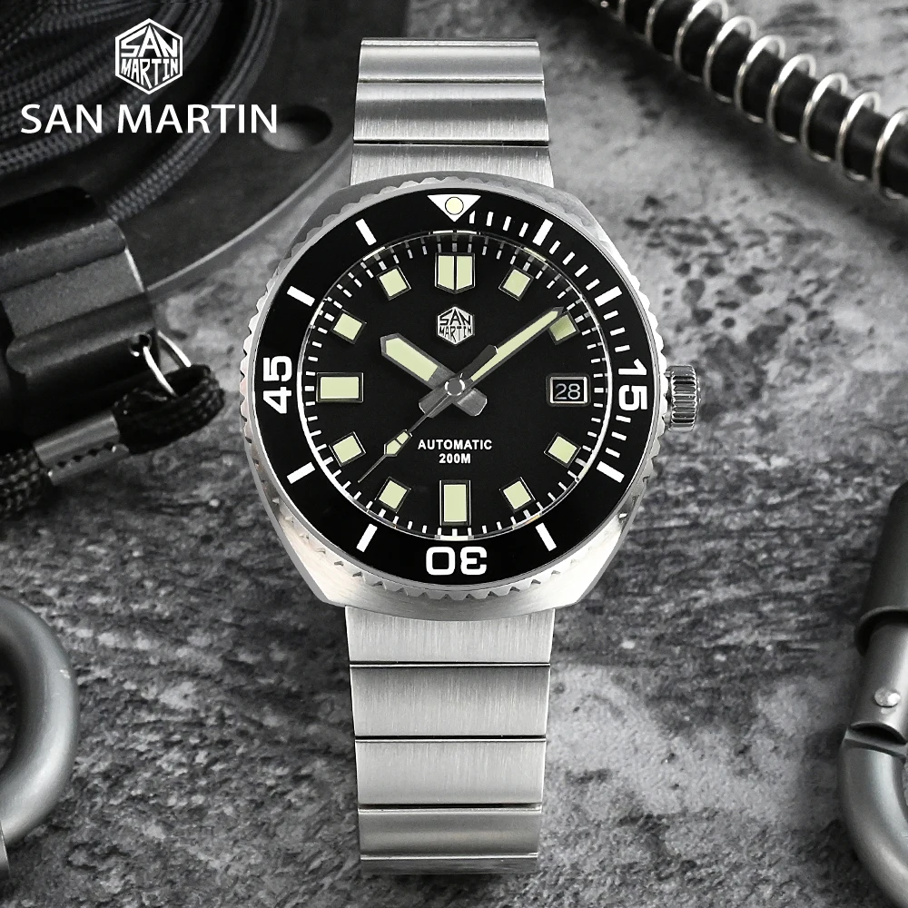 Мужские часы San Martin оригинальный дизайн ретро часы-Дайвер сапфир NH35A