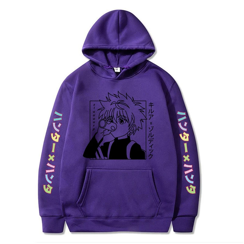 

Kawaii Hunter X Hunter Hoodies Men Women Short Sleeve Sweatshirt Killua Zoldyck Anime Manga Black Hoodies Bluzy Tops Clothes