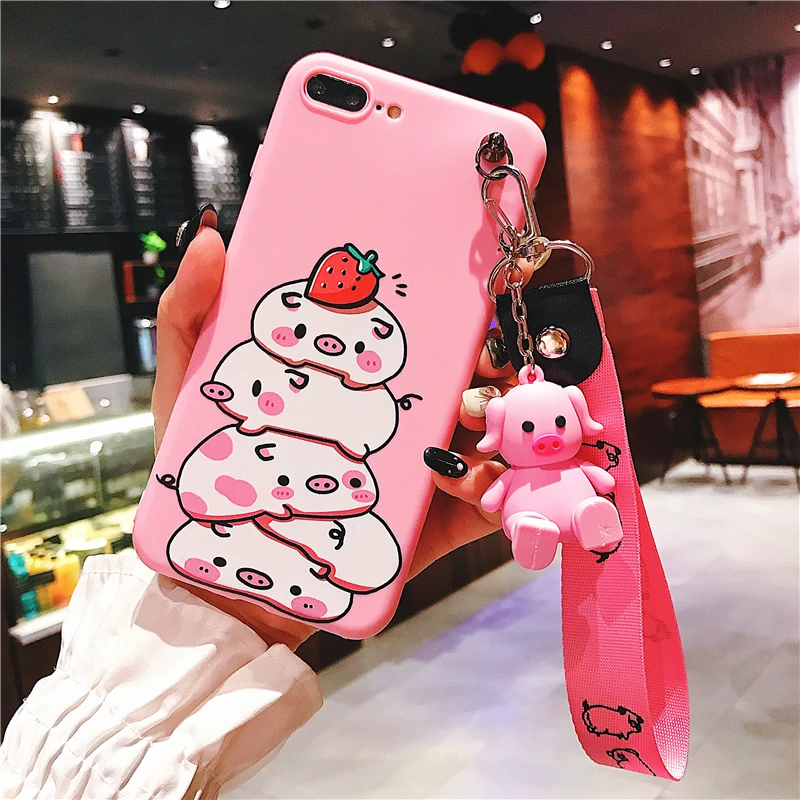 Милый кронштейн hello kitty Cat+ ремешок чехол для iPhone 7 Чехол Xs Max 6 8 Plus X Xr мультфильм розовый Kitty Мягкие ТПУ чехлы для телефонов