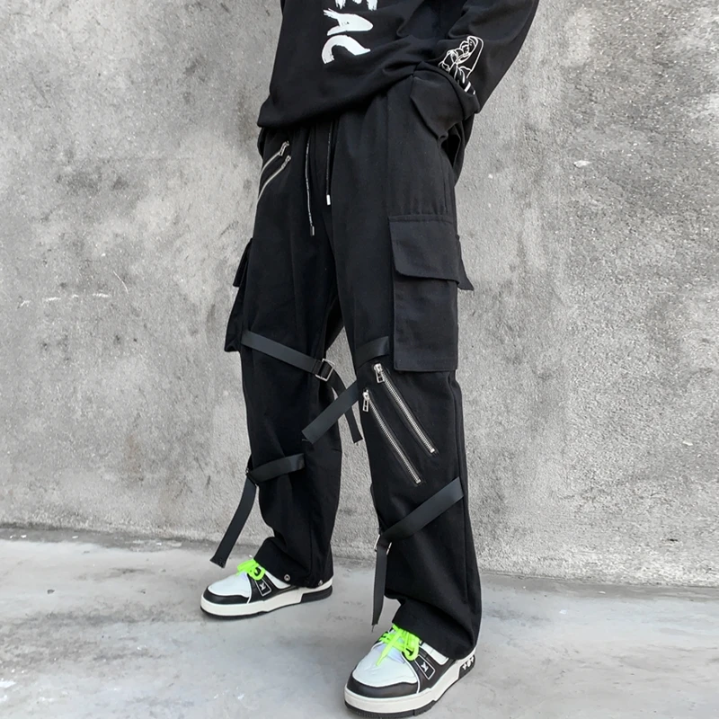 

Брюки-карго мужские с несколькими карманами, уличная одежда в стиле Харадзюку, Джоггеры в стиле хип-хоп, спортивные штаны с эластичным поясо...