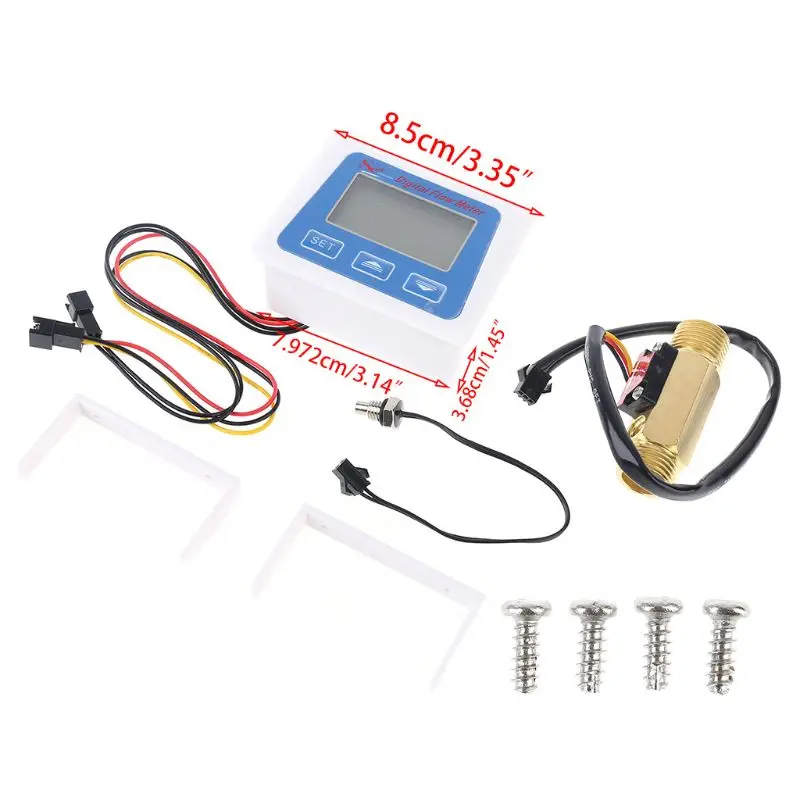 

gital LCD display Water flow sensor meter flowmeter totameter Temperature time record With G1/2 flow sensor