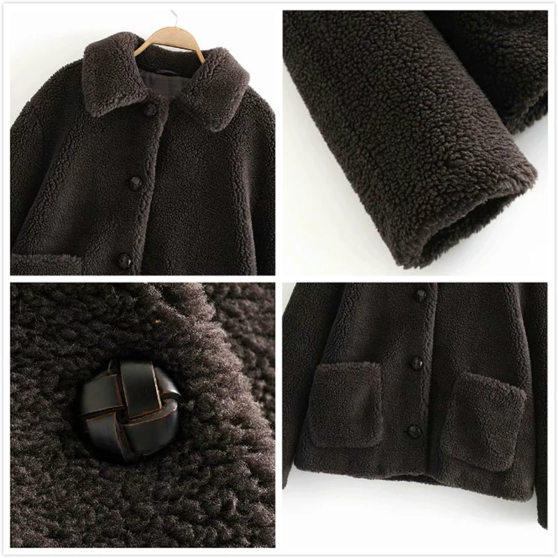 Осенне зимняя винтажная Толстая теплая плюшевая куртка пальто женские модные