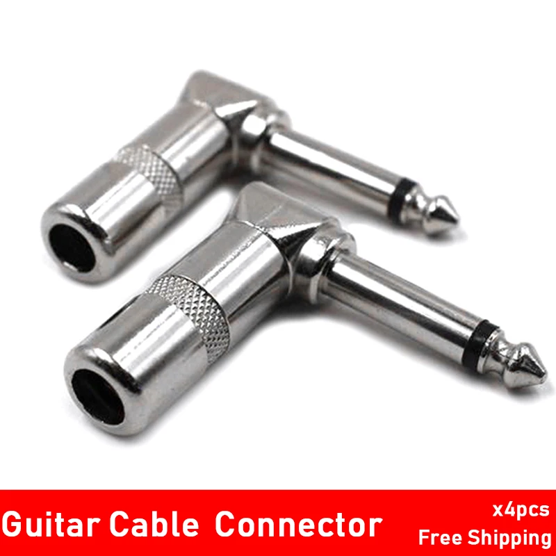 4 шт. 6 35 мм Прямоугольный моно гитарный разъем 90 градусов колено 5 для аудио