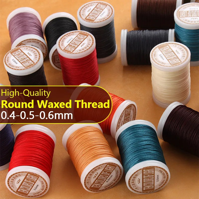 

High Quality Leather Sewing Waxed Thread Round Rope for Craft DIY Weave Bracelet and Needlework Sew Polyester 0.4-0.5-0.6mm