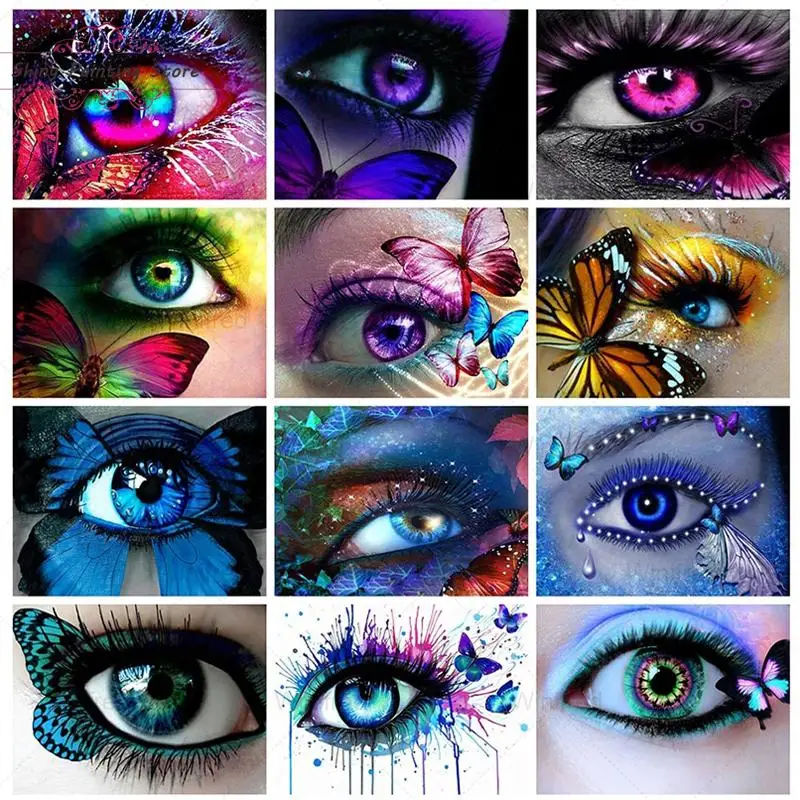 

Abstract Diamond Painting Colorful Eye Butterfly 5D Diamond Embroidery Cross Stitch Kit Rhinestone Diamond Mosaic Art Decoration