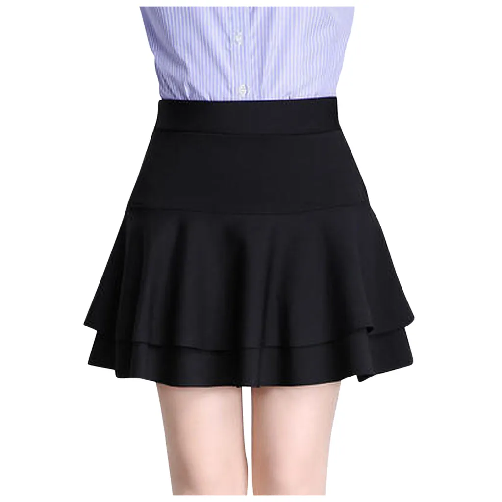 

Girl High Waist Elastic Mini Skirts with Safety Pants Women Casual A-line Pleated Skirts Harajuku Kawaii Cute School Skirts