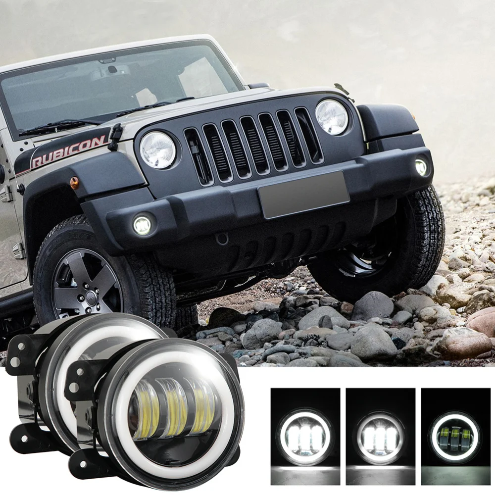 

1 Pair of 30W SUV Front Bumper Lamp Angel Eye LED Headlamp for Motorbike Off-road Vehicle (White Light)