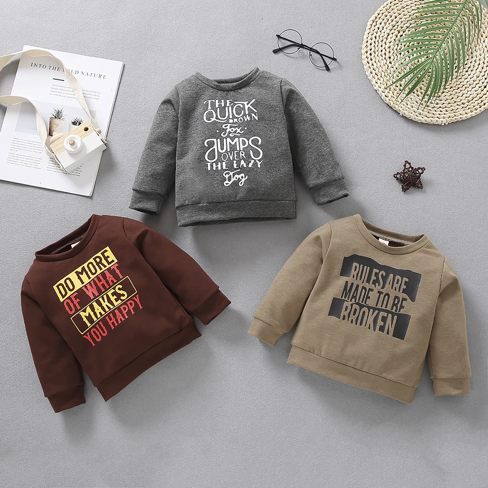 New Baby's Sweatshirts Letter Print Round Neck Long Sleeve Top Infant Baby Boys Girls Casual Hoodie for Birthday Party 3-24M