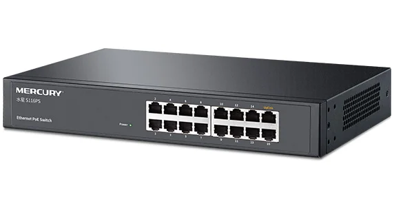MERCURY 16*10/100 Мбит/с адаптивные порты RJ45 Быстрый Переключатель PoE/128 Вт S116PS Plug and play на