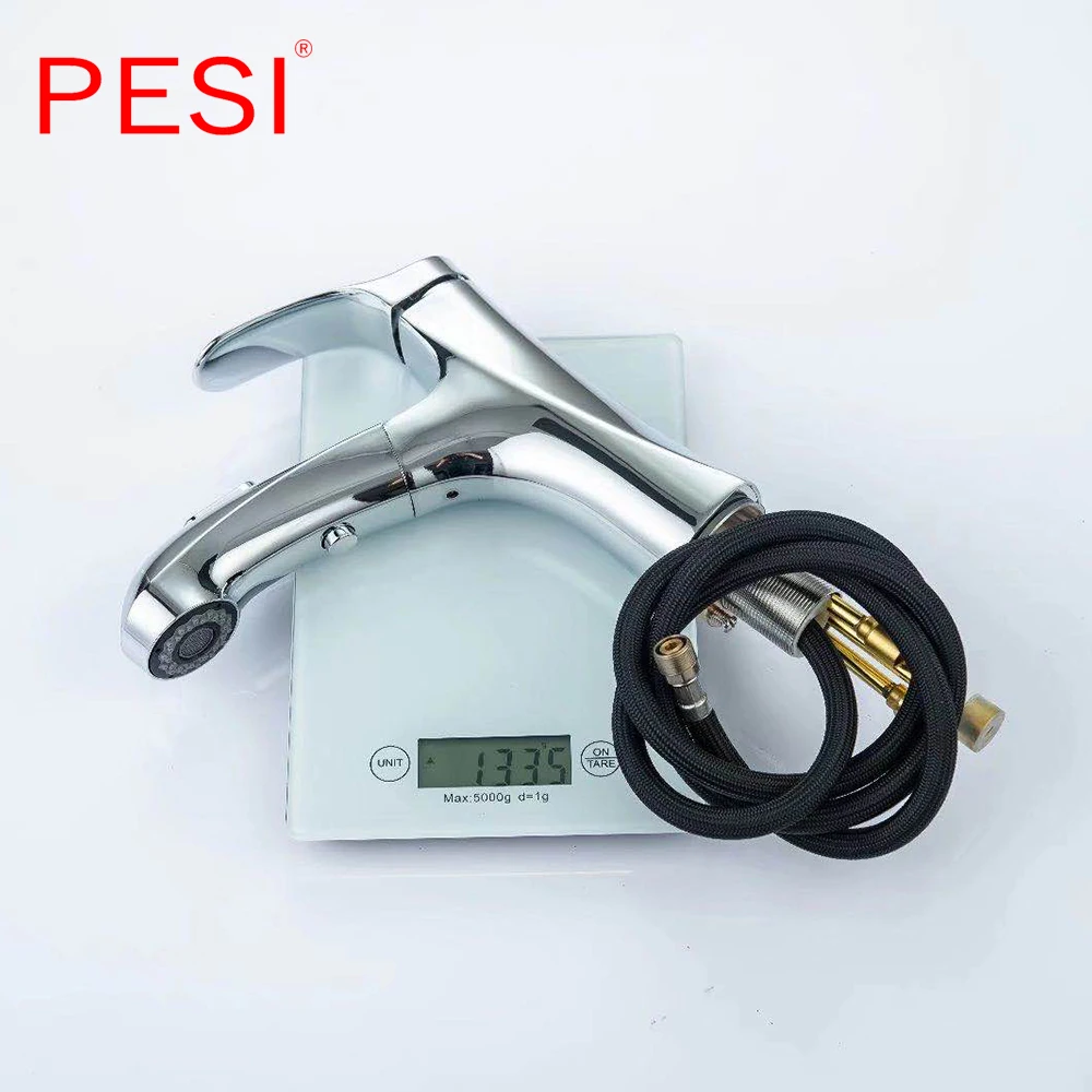 Смеситель для раковины в ванной и кухне выдвижной кран с одной ручкой креплением