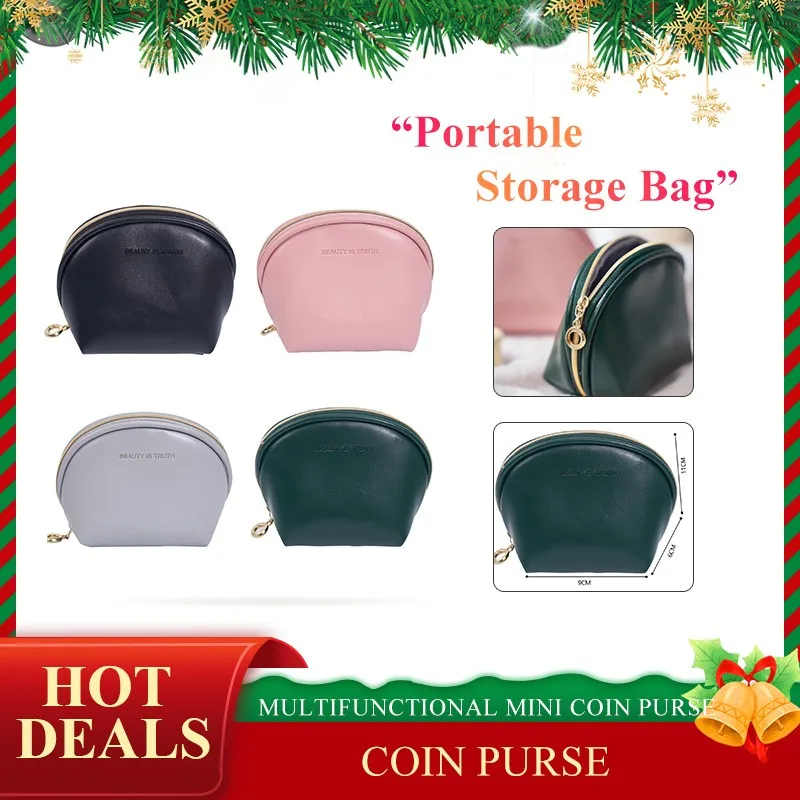 

Кожаный маленький дневной мини-кошелек для монет на молнии, водонепроницаемые переносные кошельки из искусственной кожи для косметики и помады, чехол, сумки для хранения