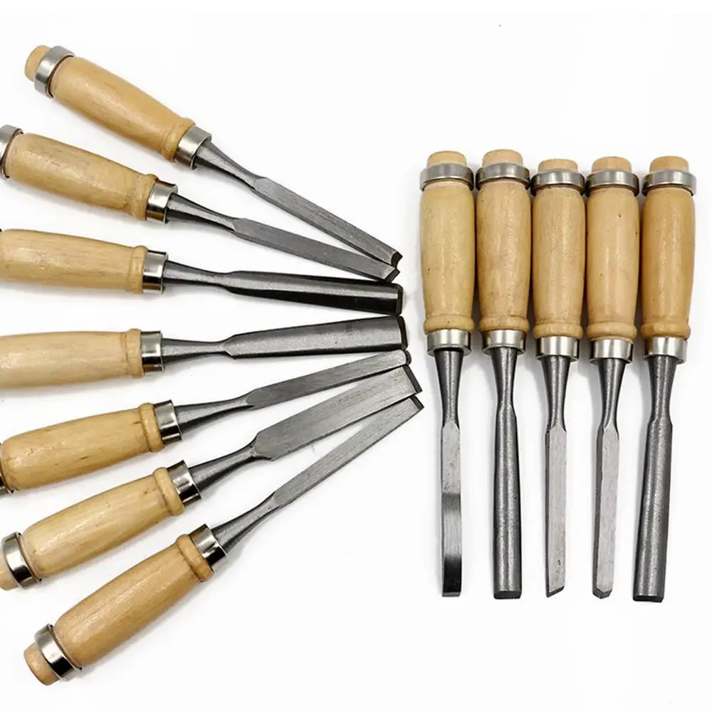

12Pcs/set Professional 12Pcs Carving Chisel Set Maunal Woodworking Wood Engraving Knife Chisel Set DIY Hand Chisel Tools Kit
