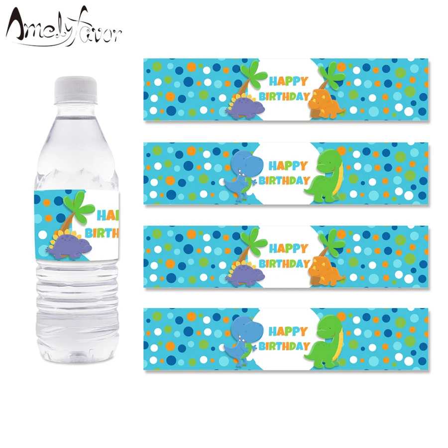 

Dinosaur Theme Party Bottle Labels Decoration Blue Kids Birthday Event Party Decorations Supplies Personalized Bottle Wrapper