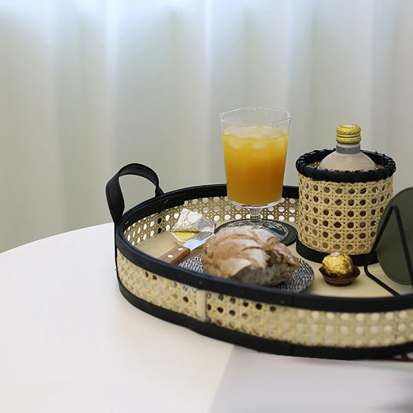 

Rattan Storage Basket Dessert Fruit Cake Bread Dessert Basket Living Room Storage Box Desktop Sundries Tray