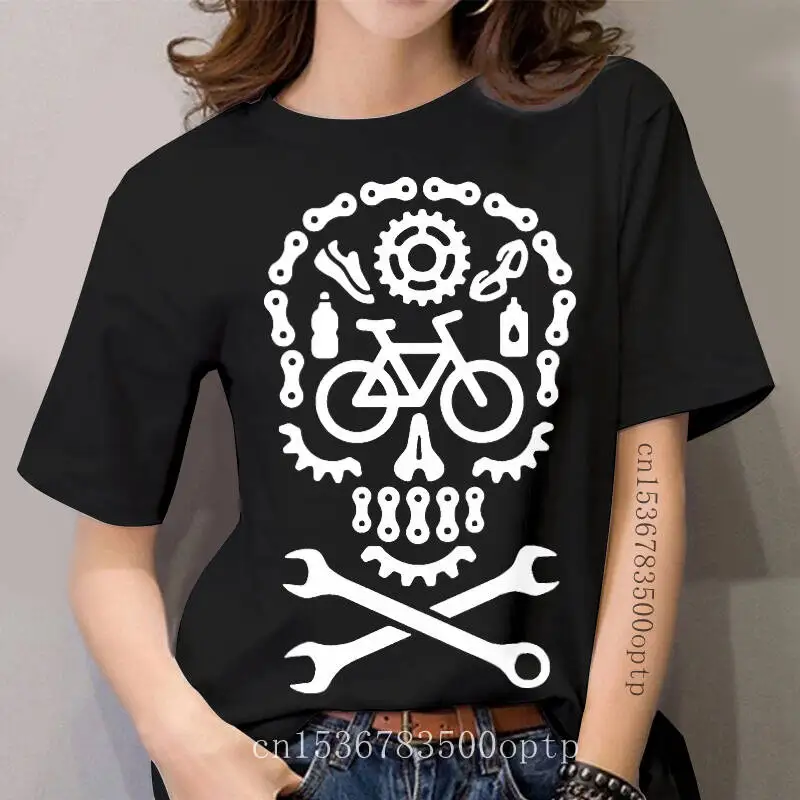 

women t-shirt Dia de los Muertos mountain bike MTB skull ATB bicycle cycling Halloween tshirt Women t shirt