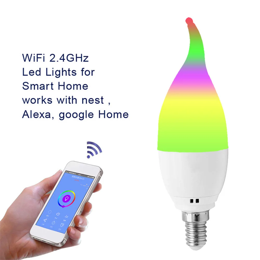 Wifi умная лампа Светодиодная умный дом E14/E27 RGB поддержка Alexa Google IFTTT динамик