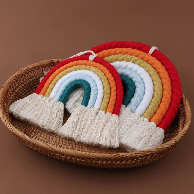

Hand-woven Pendant Macrame Wall Hanging Art Woven Rainbow Tapestry Home Decor Crafts Decoration For Home Bedroom