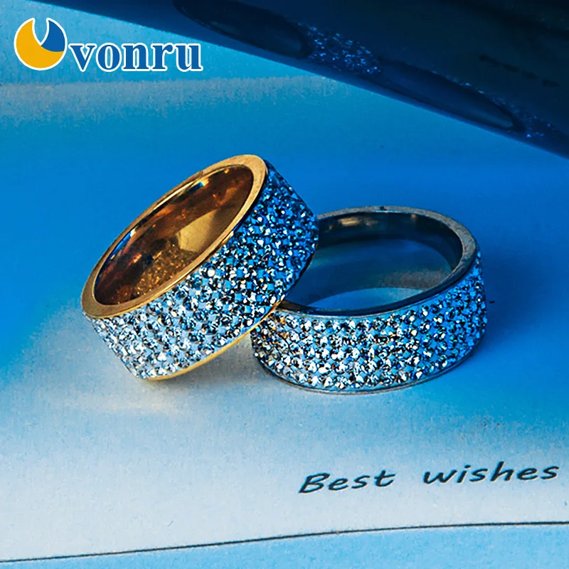 5 рядов хрустальные свадебные кольца для мужчин и женщин из нержавеющей стали