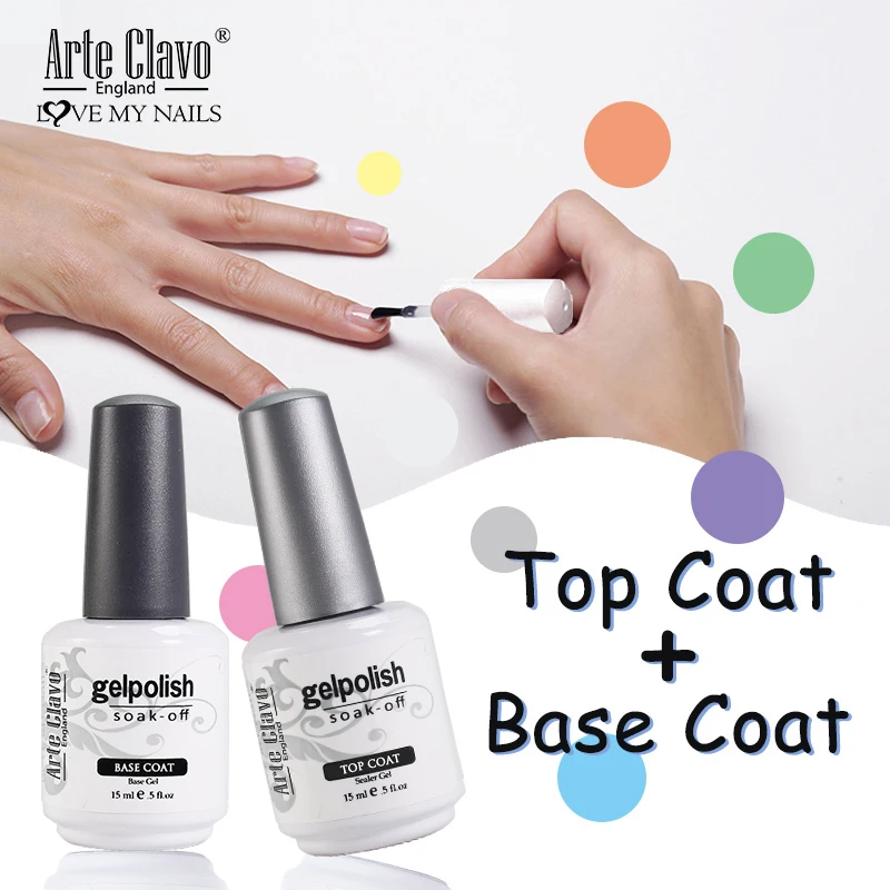 

Arte Clavo Top Base Coat Primer Foundation Gel Polish Lacquer Hybrid Soak Off 15ml Long Lasting Nail Art Manicure Gellak Varnish