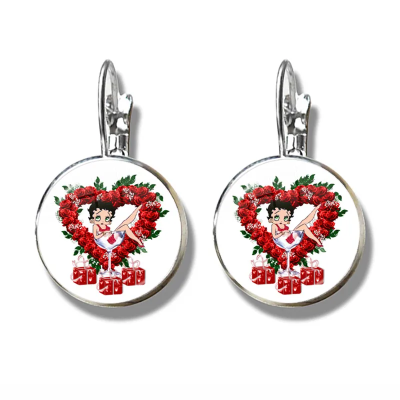 

Xmas Sexy 16MM Stud Earrings For Women Fashion Jewelry Retro Round Betty Boop Earrings Jewelry Christmas Gift Halloween Gifts