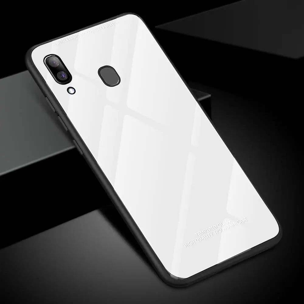 4 Карамельный цвет Стекло задняя крышка чехол для samsung Galaxy A50 A60 A70 A40 A30 A10 S10E S10 S9 S8 плюс A7 A750 красный черный, белый, розовый цвет
