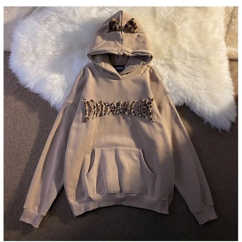 

Women Couple Hoodies Sweatshirt Add Velvet To Keep Warm Tracksuit Sports Sweatshirt 2022 Winter Japanese Casual Loose Jumper