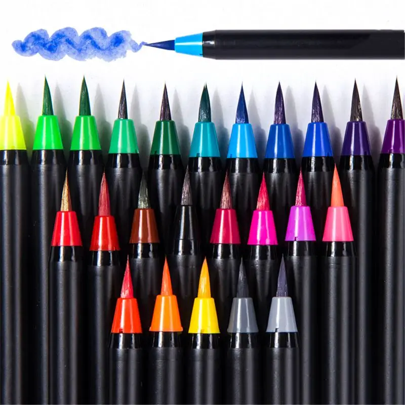 

Hot 20 Color Premium Painting Soft Brush Pen Set Watercolor Markers Pen Effect Best For Coloring Books Manga Comic Calligraphy