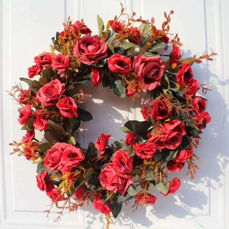 

Valentine's Day Wall Decoration Simulation Rose Hydrangea Wedding Party Artificial Wreath Beautiful Rose Wreath Round Wreath