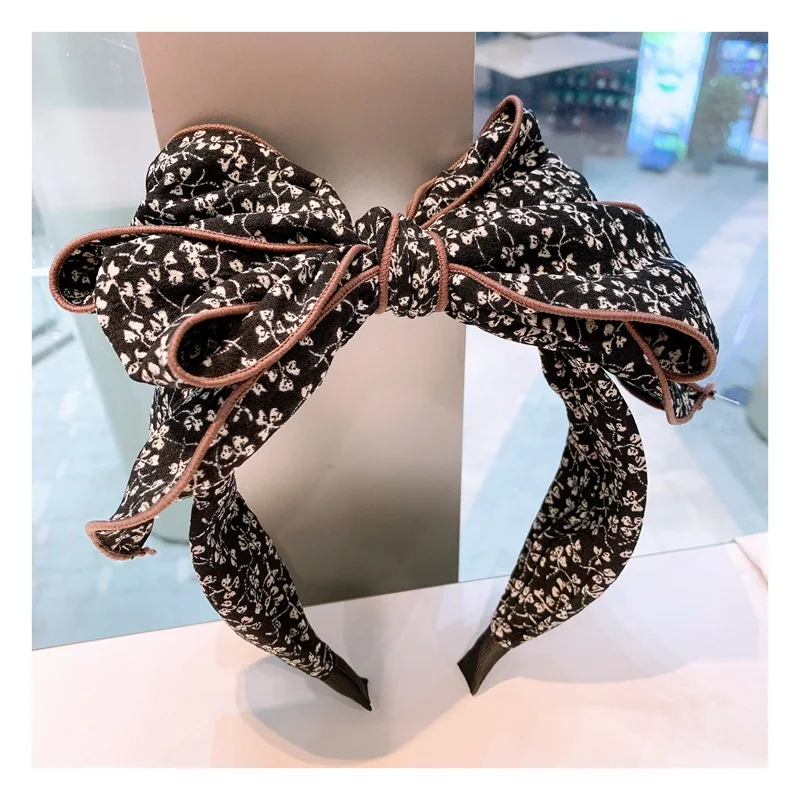 

Korean designer original headband retro cotton floral multi-layer big bow fairy hairbandall-match hairpin Adult Print Hairbands