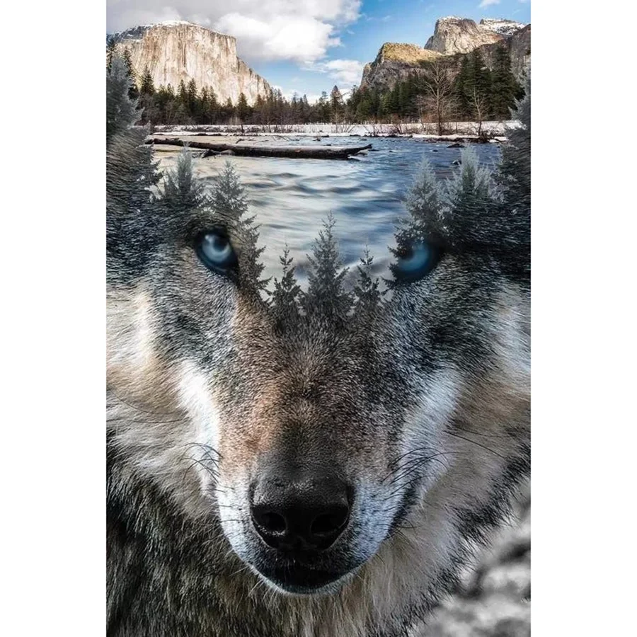

Diy 5D Wolf River Mountain Nature Landscape Full Diamond Painting Cross Stitch Kits Art Animal 3D Paint By Diamonds