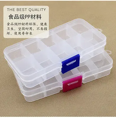 

Fashion 10 Grid Compartments Clear Plastic Box Jewelry Bead Storage Container Craft Organizer Storage Container Case