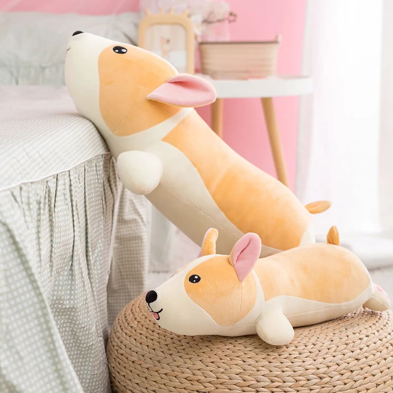 

1pc 35-75cm lying corgi dog plush toy cute puppy animal doll soft long sleep pillow cushion kids girls gifts home decoration