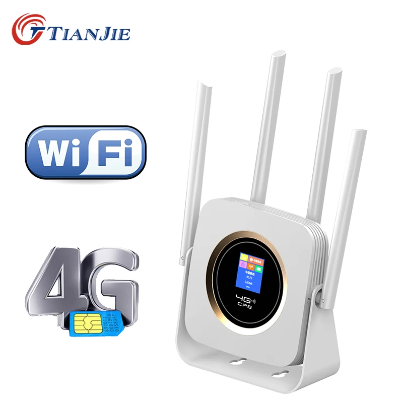 

TIANJIE CPE904 Router 4G Sim Card Hotspot LTE Modem 3000mah Battery Pocket CPE Wifi With RJ45 LAN WAN Antenna