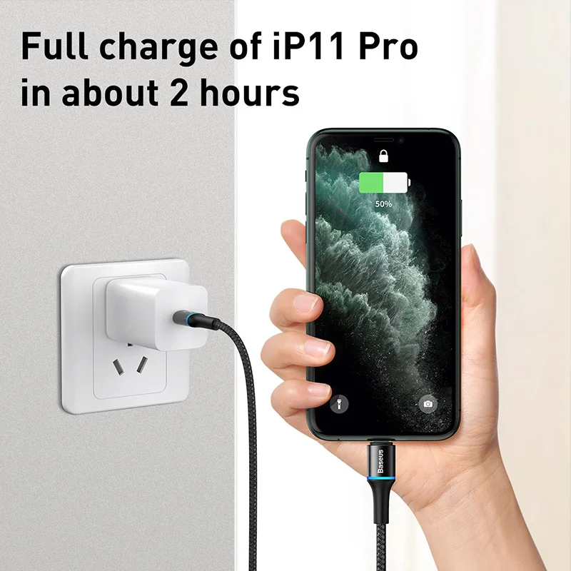 Baseus 20 Вт PD кабель для быстрой зарядки iPhone 12 11 Pro Xs Max X 8 6 USB Type C к осветительному