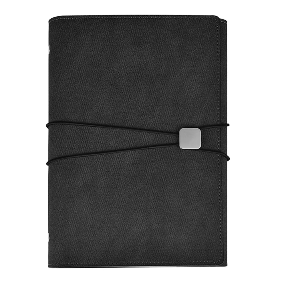 

Business A5 Notebook Creative Diary PU Leather 3-fold Memo Daily Notepad Coins Pen Holder with Strap for Meeting Travel (Grey)