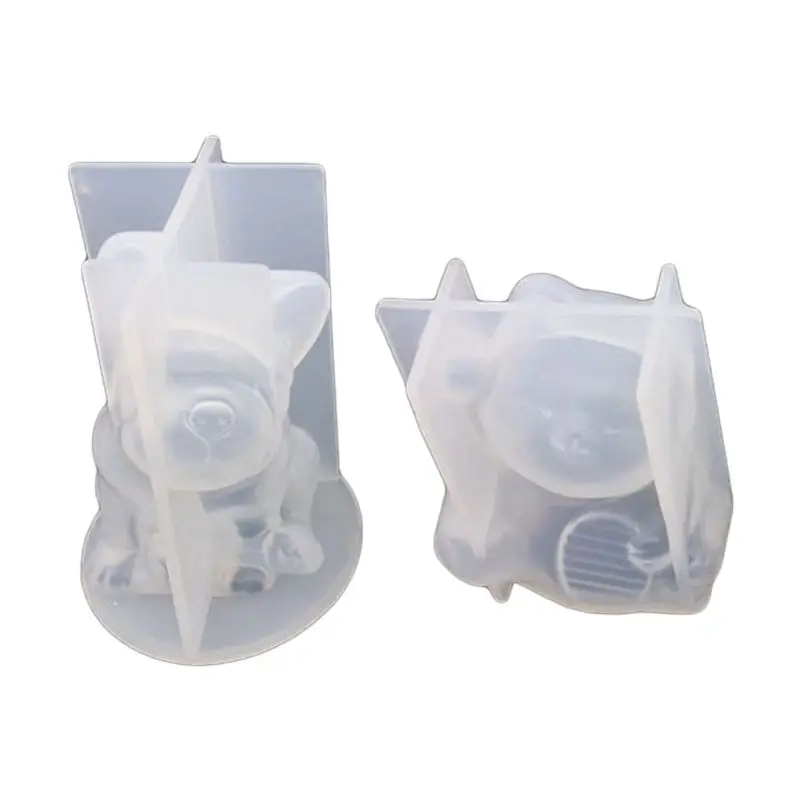 

13MC Crystal Epoxy Resin Mold 3D Bulldog Lucky Cat Jewelry Necklace Pendant Casting Silicone Mould DIY Candle Making Tool