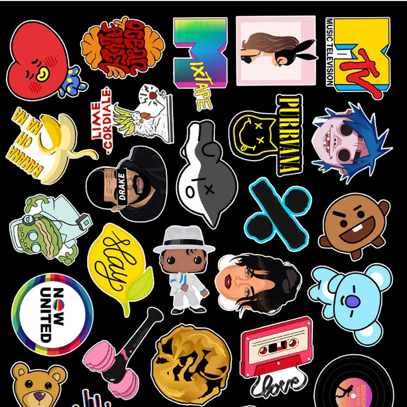 103050pcs music collection graffiti waterproof skateboard travel suitcase phone laptop luggage stickers cute kids girl toy free global shipping